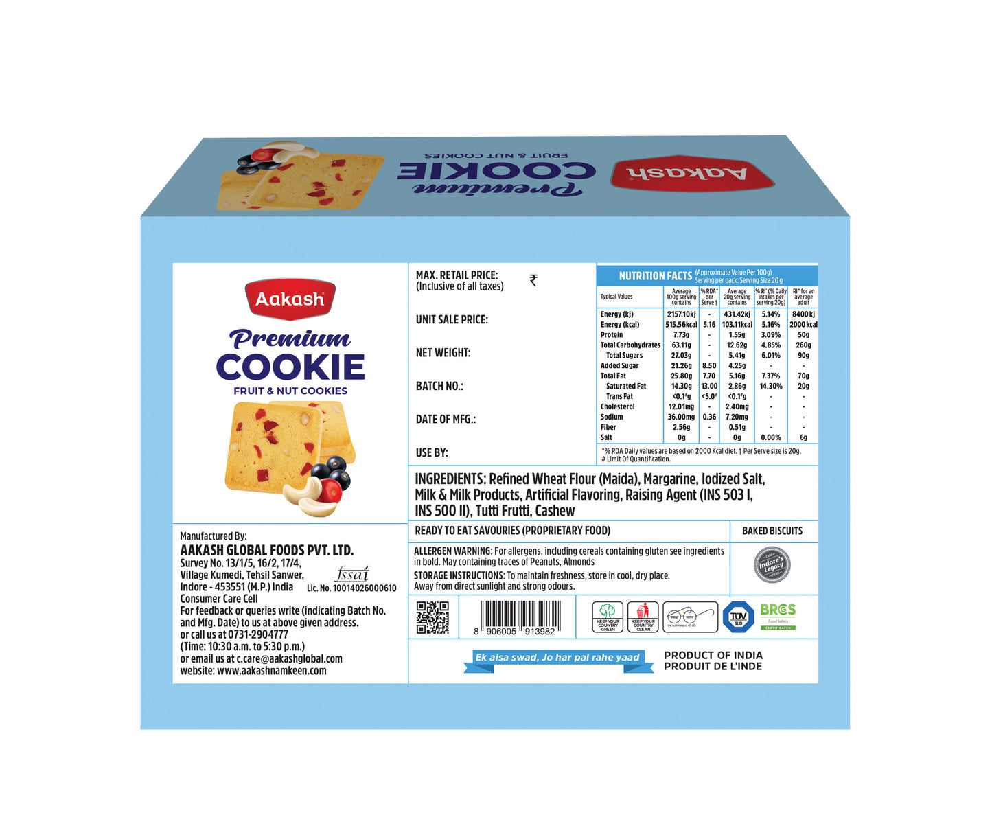 Fruit & Nut Cookies 250gm
