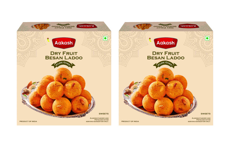 Dry Fruit Besan Ladoo Pure Ghee Combo(Pack of 2)